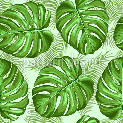 Monstera And Palm Leaves Vector Pattern 400x400 Monstera And Palm Leaves Vector Pattern