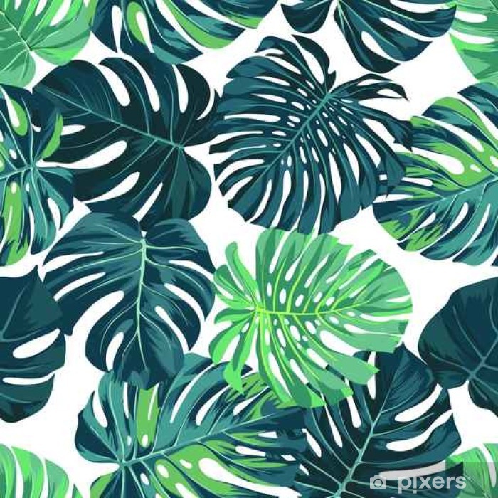 Vector Seamless Pattern With Green Monstera Palm Leaves On Dark 700x700 Vector Seamless Pattern With Green Monstera Palm Leaves On Dark