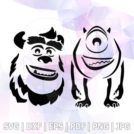 570x570 Monsters Inc Mike And Sulley Monstropolis Stencil Vector Etsy