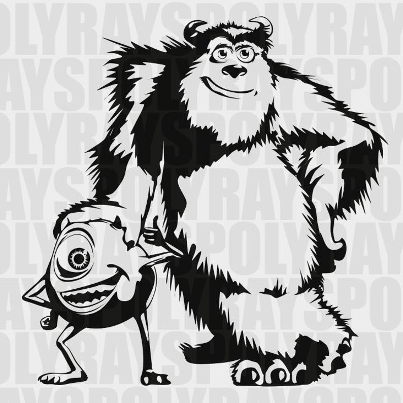 794x794 Monsters Inc Sulley And Mike Stencil Vector Etsy