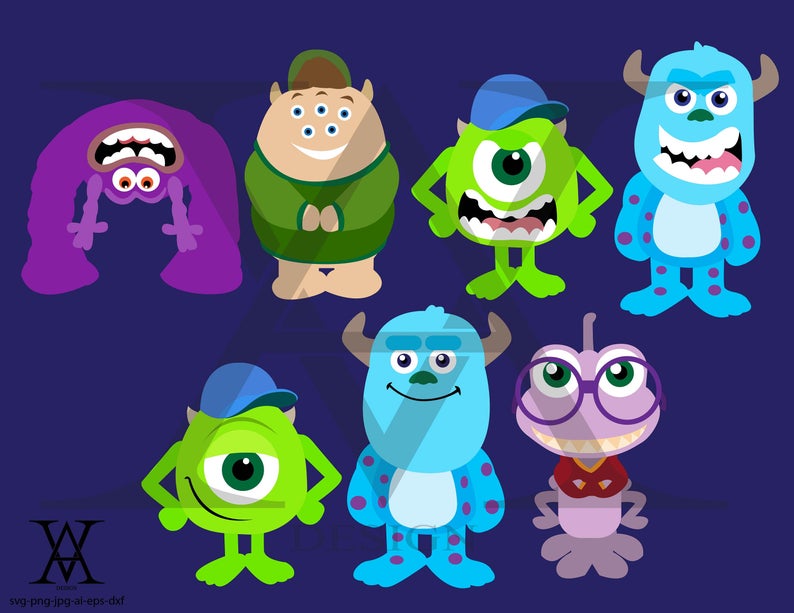 794x613 Monsters Inc University Characters Clipart Vector Instant Etsy