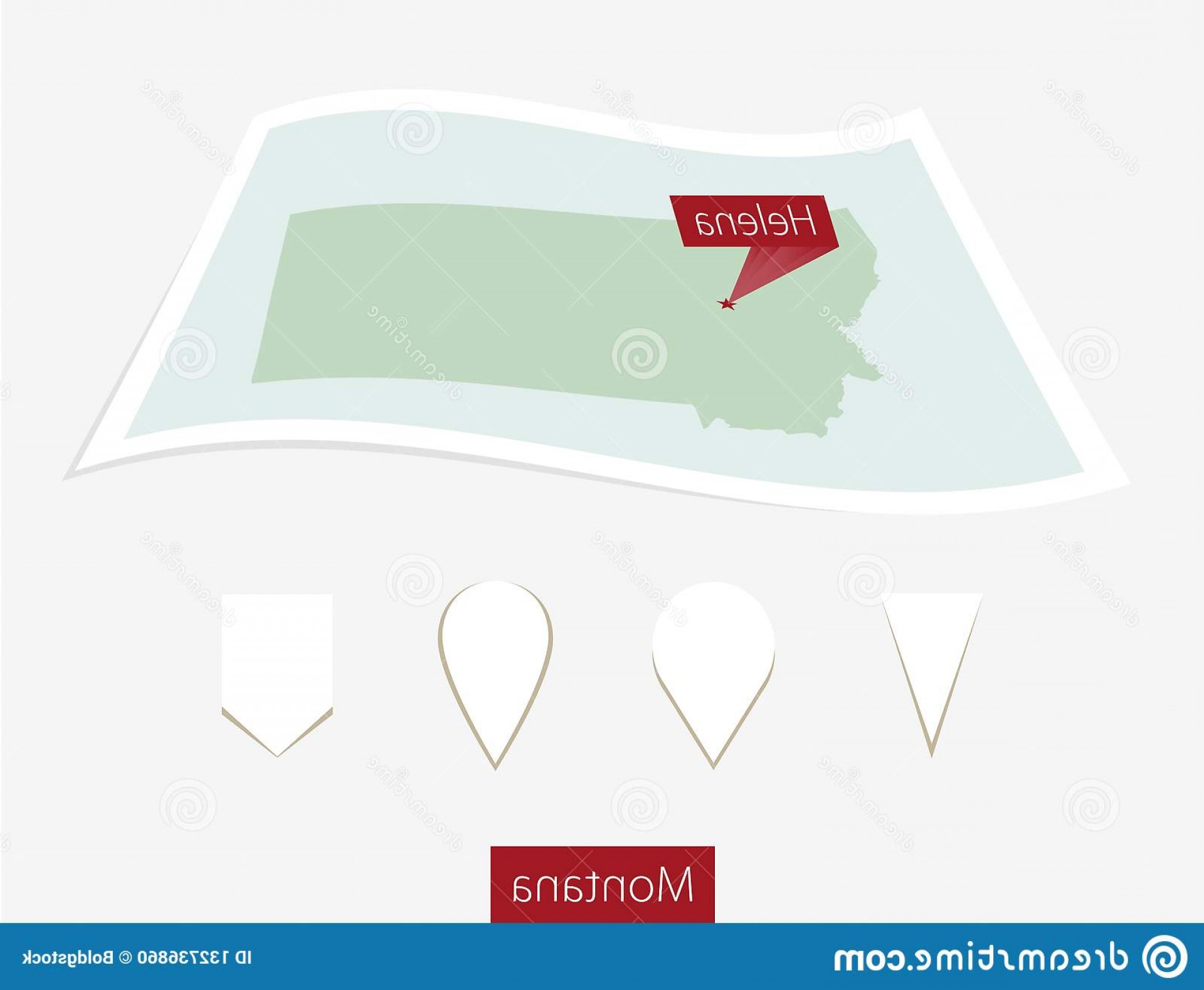 1920x1579 Curved Paper Map Montana State Capital Helena Gray Background Four