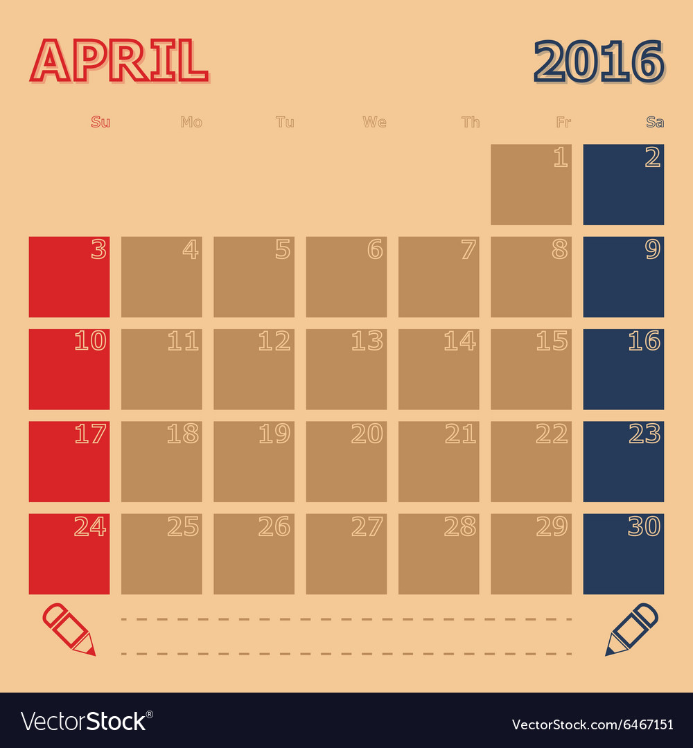 Monthly Calendar Vector
