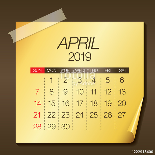 500x500 April Monthly Calendar Vector Illustration Stock Image