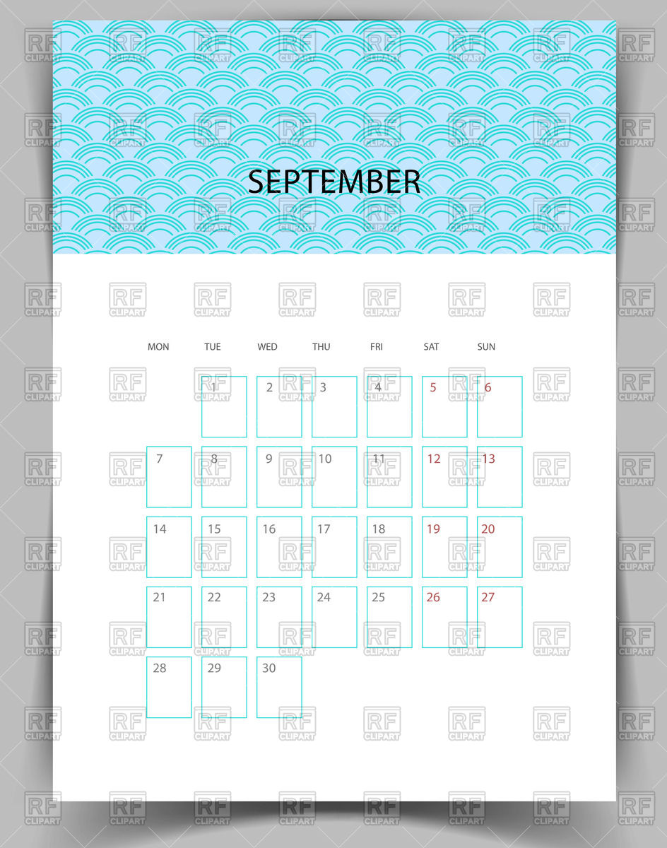944x1200 Monthly Calendar For September Vector Image Of Calendars