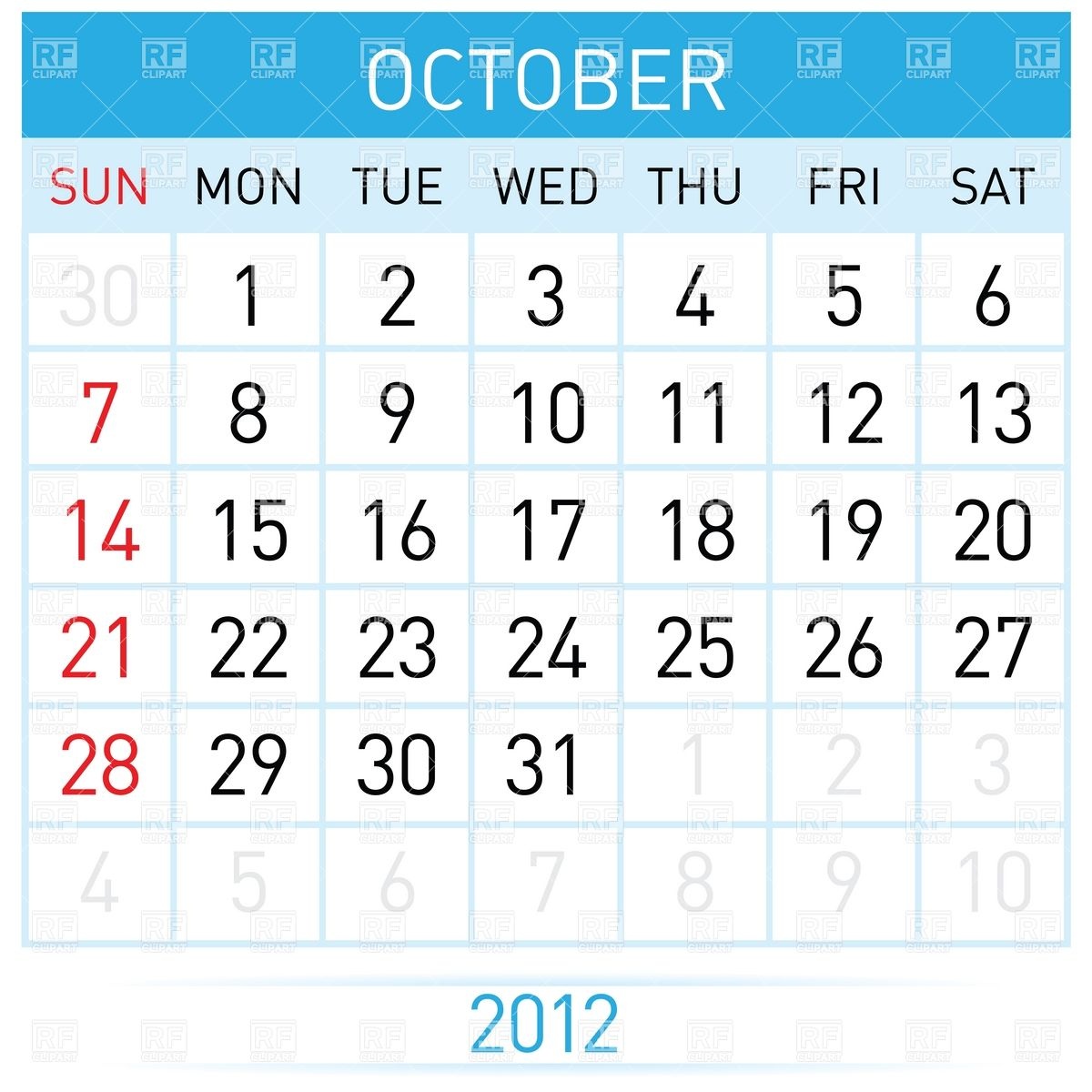 1200x1200 October Month Calendar Vector Image Of Calendars, Layouts