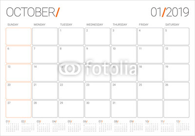 400x280 October Monthly Calendar Vector Illustration Buy Photos