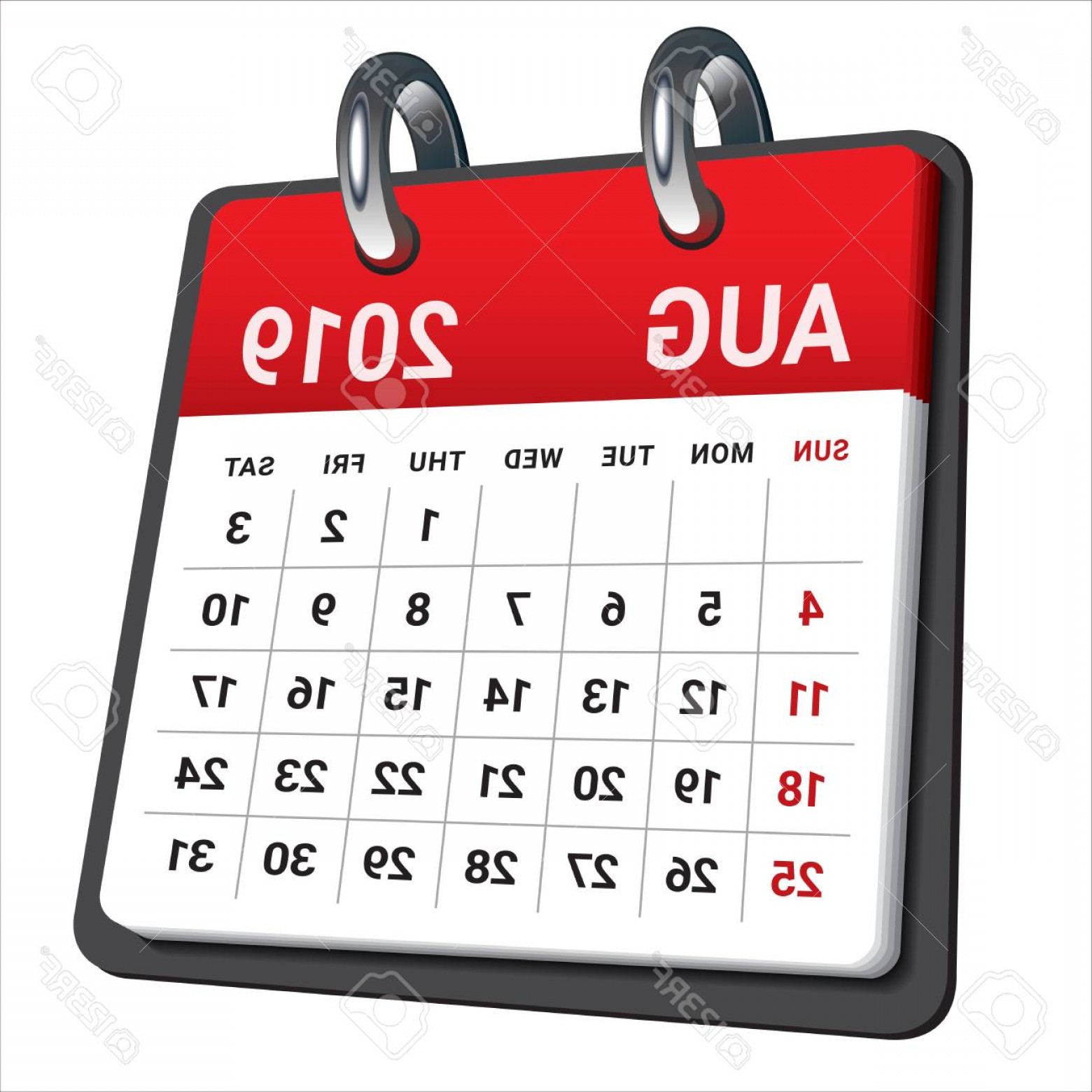 1560x1560 Photostock Vector August Monthly Calendar Vector Illustration