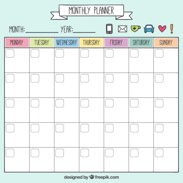 626x626 Funny Monthly Planner Vector Free Download