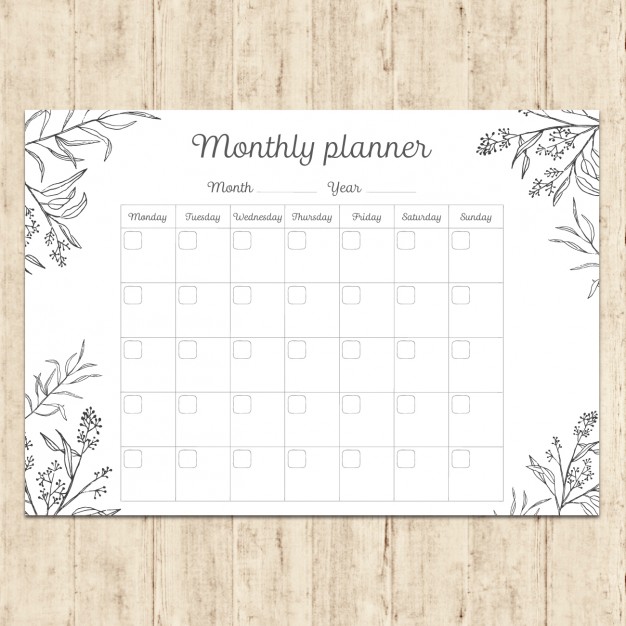626x626 Hand Painted Monthly Planner Vector Free Download