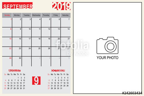 500x334 September Calendar Monthly Planner Design With Place Of Photo