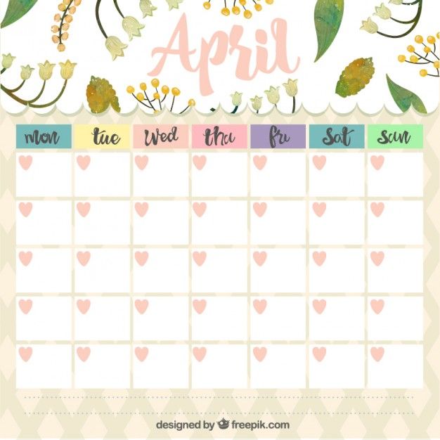 626x626 April Monthly Planner With Leaves Premium Vector To Do List