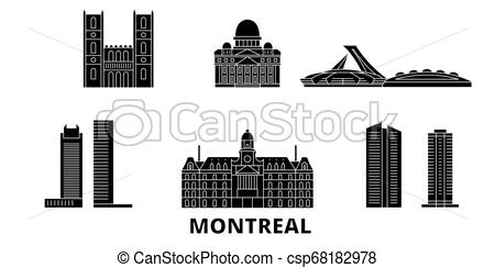 450x244 Canada, Montreal Flat Travel Skyline Set Canada, Montreal Black