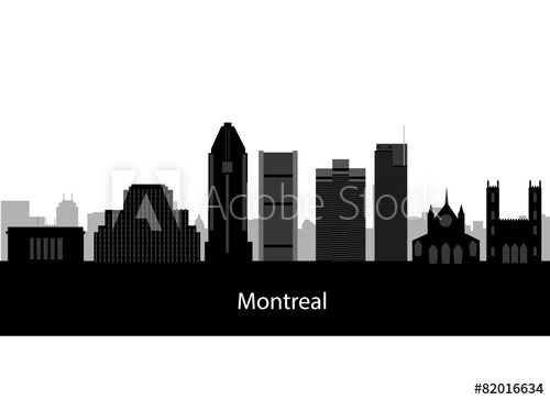 500x364 Montreal Canada City Skyline Silhouette Vector Illustration