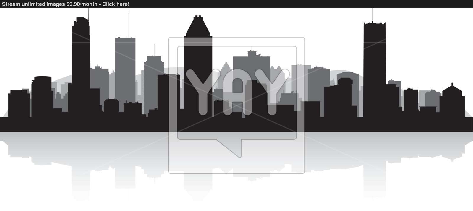 1600x714 Montreal Canada City Skyline Vector Silhouette Vector
