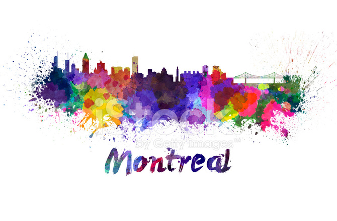 670x440 Montreal Skyline In Watercolor Stock Vector