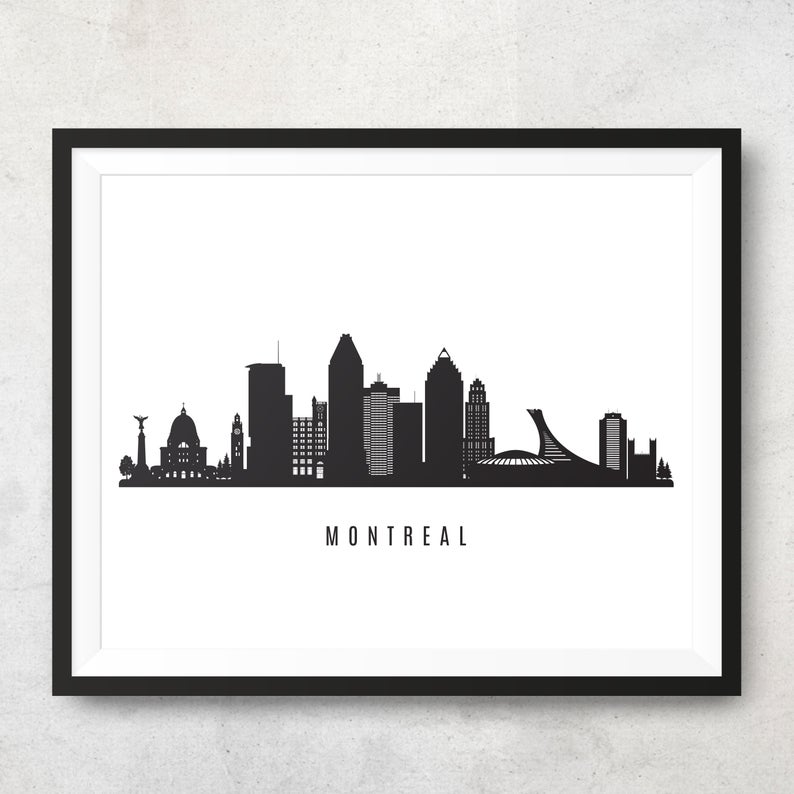 794x794 Montreal Skyline Printable Montreal Black White Wall Art Etsy