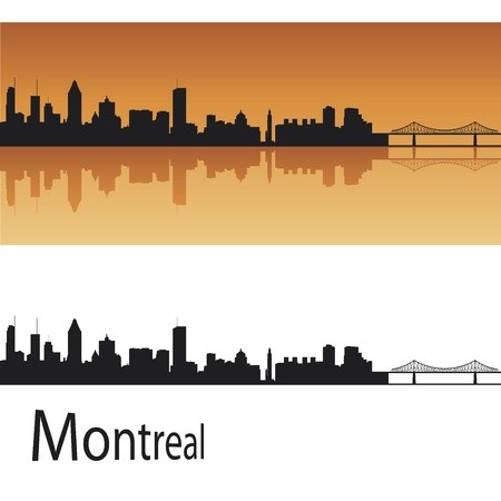 450x450 Montreal Skyline In Orange Background In Editable Vector