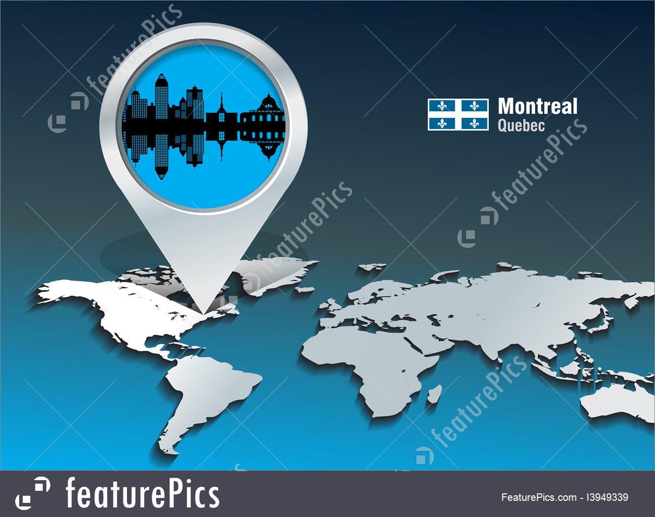 1300x1026 Illustration Of Map Pin With Montreal Skyline