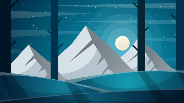 Travel Night Cartoon Landscape Tree, Mountain, Comet, Star, Moo 626x352 Travel Night Cartoon Landscape Tree, Mountain, Comet, Star, Moo