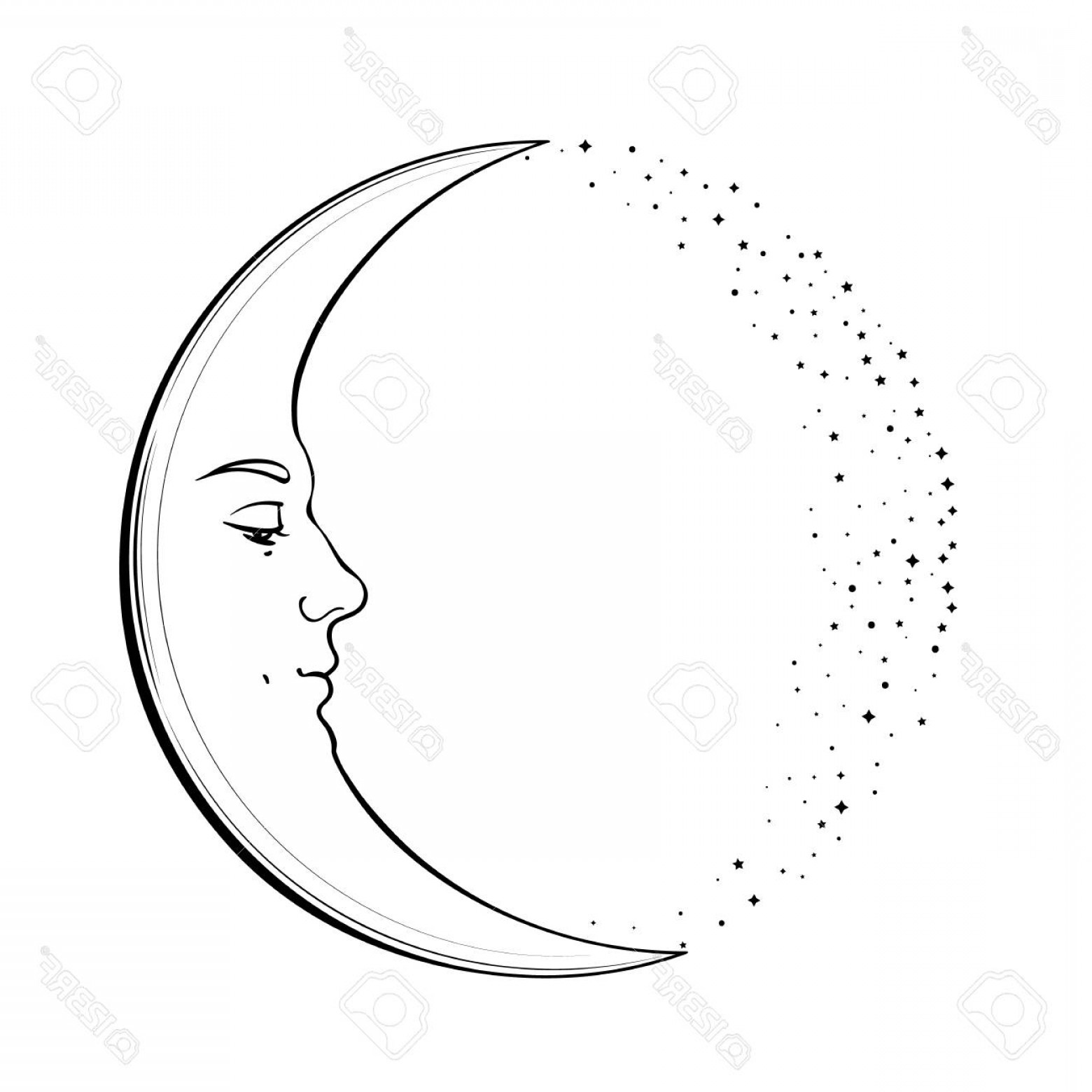 1560x1560 Photostock Vector Waxing Crescent Moon With A Face Of Handsome