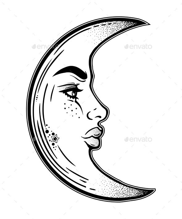 Moon Face Vector At Collection Of Moon Face Vector