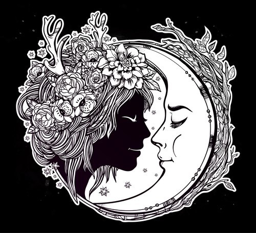 500x455 Moon With Woman Face Vector Desgin Free Download
