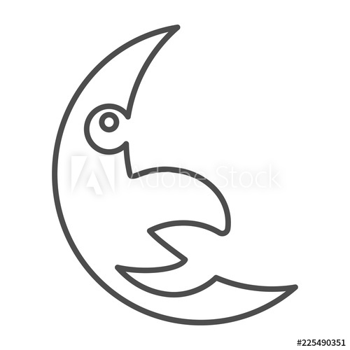 500x500 Character Crescent Thin Line Icon Moon Face Vector Illustration