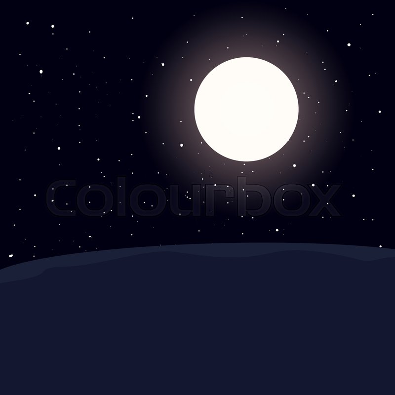 800x800 Night Moon Stars Dark Landscape Stock Vector Colourbox