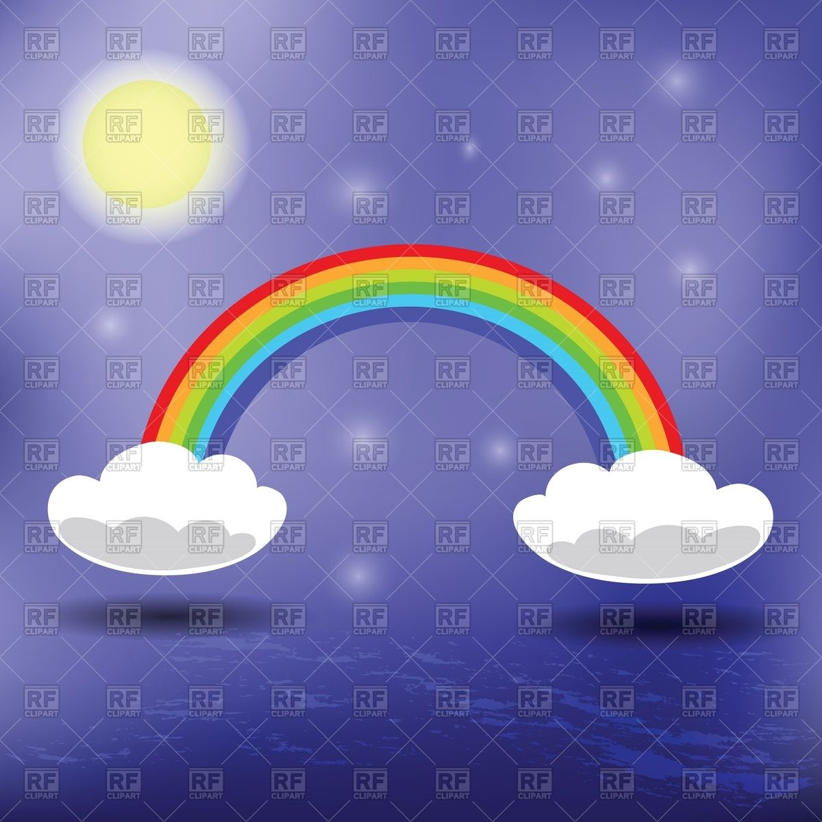 1200x1200 Rainbow On Clouds Against The Night Sky With Moon Vector Image