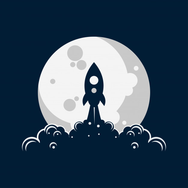 626x626 Rocket Moon Launch Illustration Logo Vector Premium Download