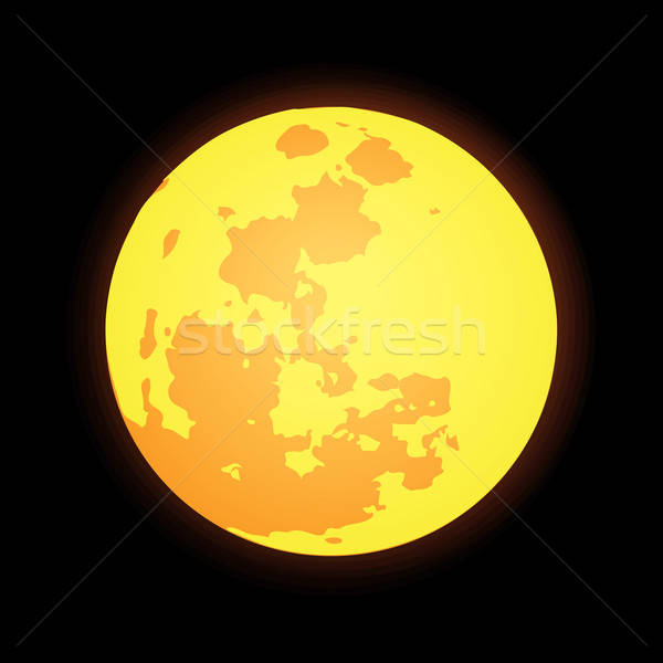 600x600 Vector Flat Design Yellow Full Moon In Dark Background Vector