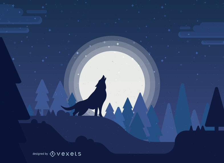 786x570 Wolf Howling To A Full Moon Illustration