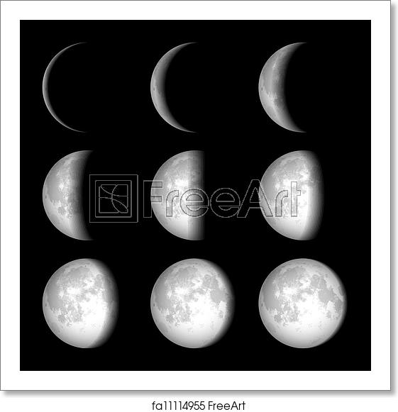 561x581 Free Art Print Of Moon Phases Moon Phases Vector Illustration