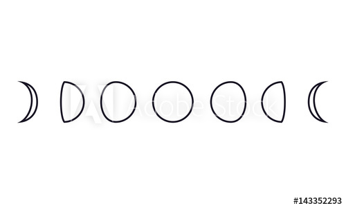 Moon Phases On White Background 500x300 Moon Phases On White Background