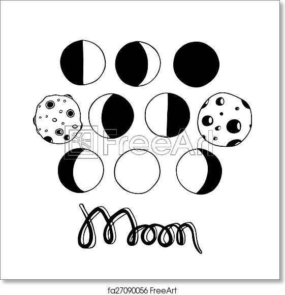 Free Art Print Of Cartoon Moon And Moon Phases Vector 561x581 Free Art Print Of Cartoon Moon And Moon Phases Vector