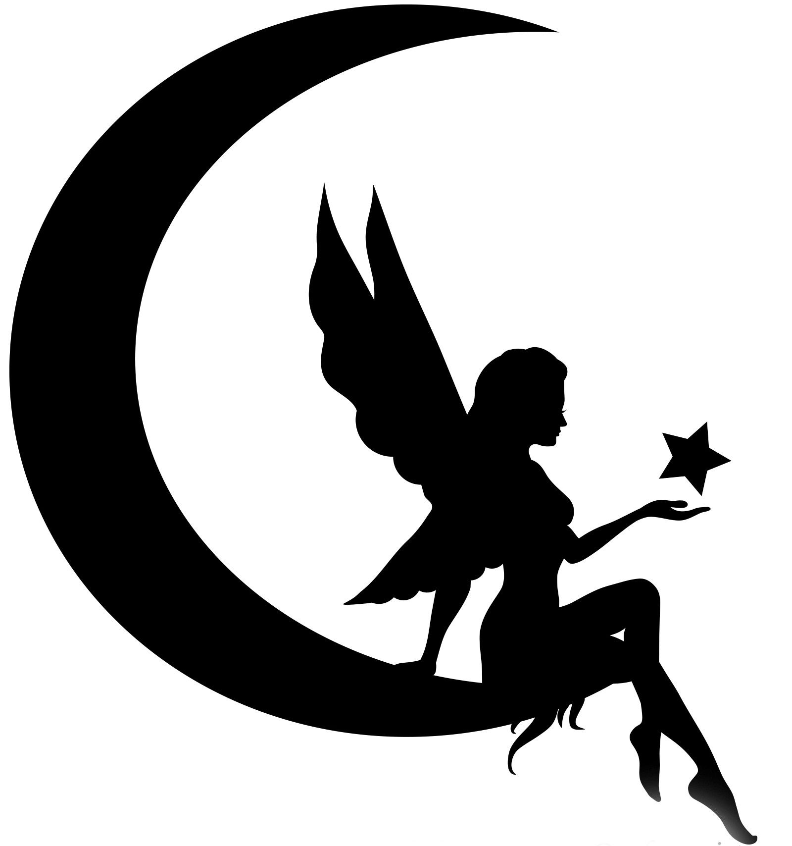 1600x1708 Tinkerbell With Moon Vector Fairy On Moon Silhouette Fairy