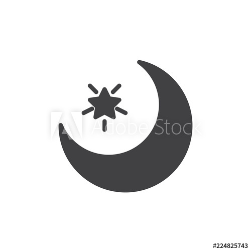 500x500 Crescent Moon And Star Vector Icon Filled Flat Sign For Mobile