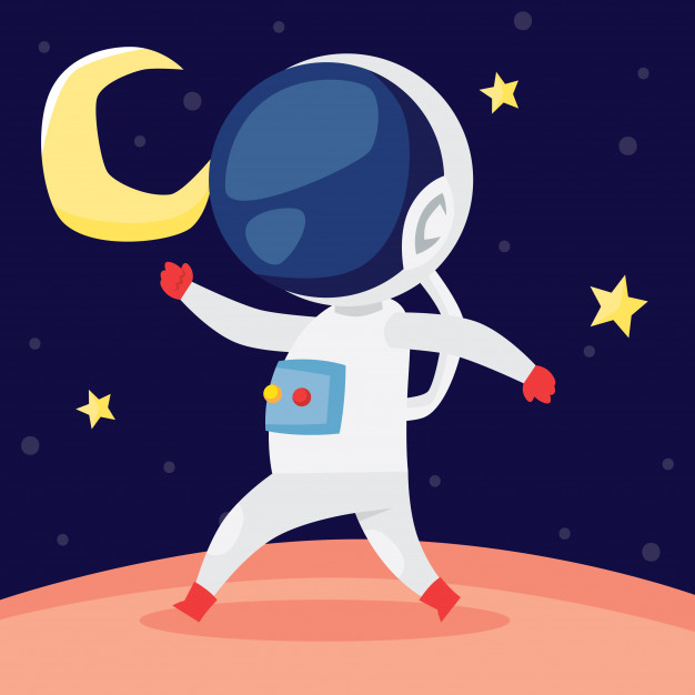 626x626 Cute Little Astronaut Walking On The Moon Surface Vector Premium
