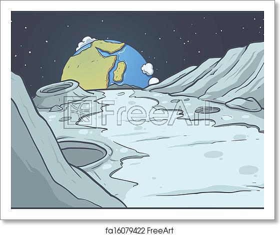 560x470 Free Art Print Of Cartoon Lunar Landscape Moon Surface Landscape