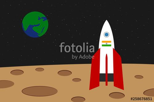 500x334 Indian Spaceship On Moon Surface Vector Illustration Stock