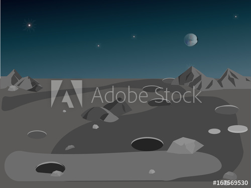 500x375 Landscape Of The Moon's Surface, Vector Illustration Seamleas