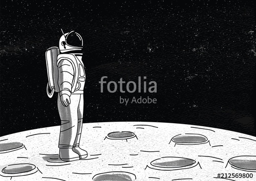 500x354 Lonely Astronaut In Spacesuit Standing On Surface Of Moon