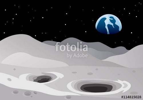 500x350 Moon Surface Blue Earth Seen From The Moon Vector Illustration