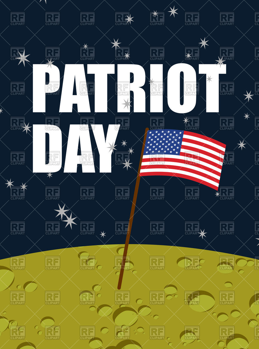 891x1200 Patriot Day American Flag On Moon Surface Vector Image