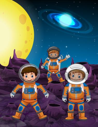 378x490 Three Astronauts On Moon Surface Vector
