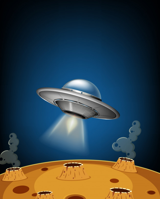 626x779 Ufo Landing On Moon Surface Vector Premium Download