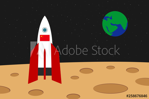 500x334 Chinese Spaceship On Moon Surface Vector Illustration