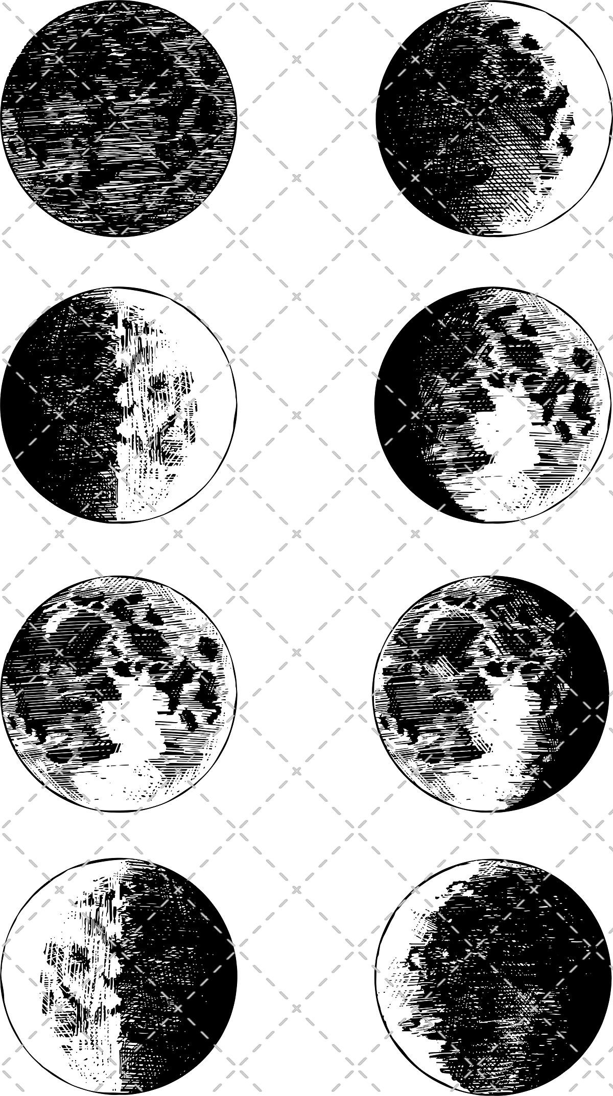 1200x2146 Moon Phases Clipart