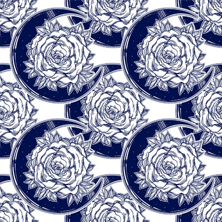 450x450 Rose Inside The Crescent Moon Ornate Texture Vintage Bohemian